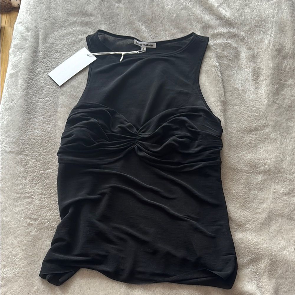 Reformation Black Ruched Fitted Tank Top